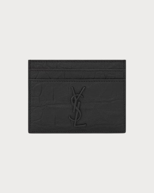YSL SAINT LAURENT Men's Cassandre Card Case In Crocodile - Embossed Leather | 聖羅蘭 男仕卡套 (黑色) - LONDONKELLY 英國名牌代購