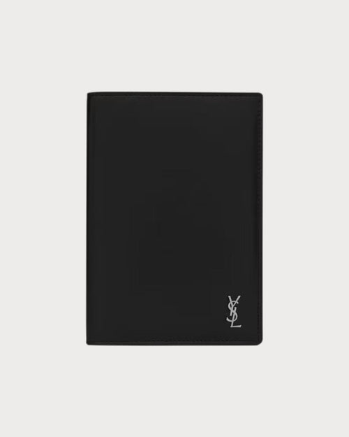 YSL SAINT LAURENT Men's Tiny Cassandre Passport Holder In Matte Leather | 聖羅蘭 男仕護照套 (黑色) - LONDONKELLY 英國名牌代購