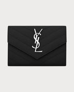 YSL SAINT LAURENT Small Envelope Wallet | 聖羅蘭 銀包 (黑色/銀扣) - LONDONKELLY 英國名牌代購