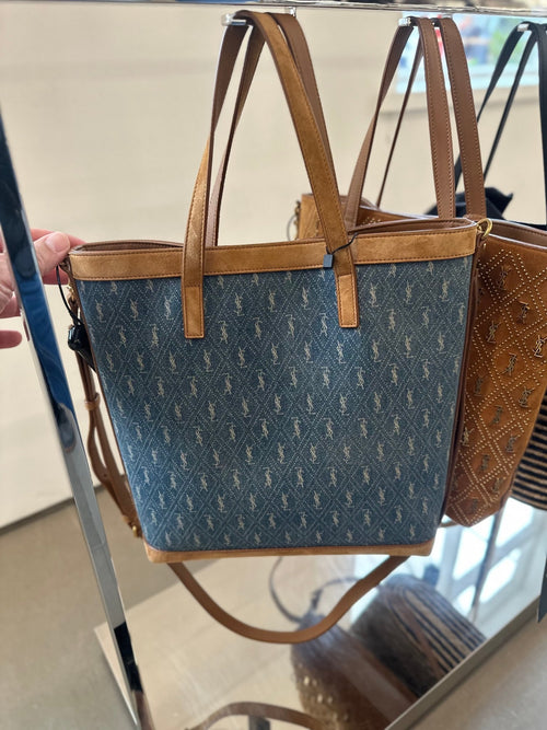 YSL SAINT LAURENT MG All Denim Toy Shopping Bag | 聖羅蘭 手袋 (牛仔藍色)